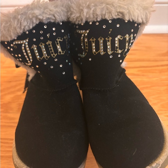 Juicy Couture Toddler Girls Burbank Rhinestone Black Fur Boots Shoes Size 12M - Picture 2 of 7